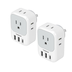 TESSAN vista frontal del pack de 2 adaptadores mostrando clavijas tipo I y salidas