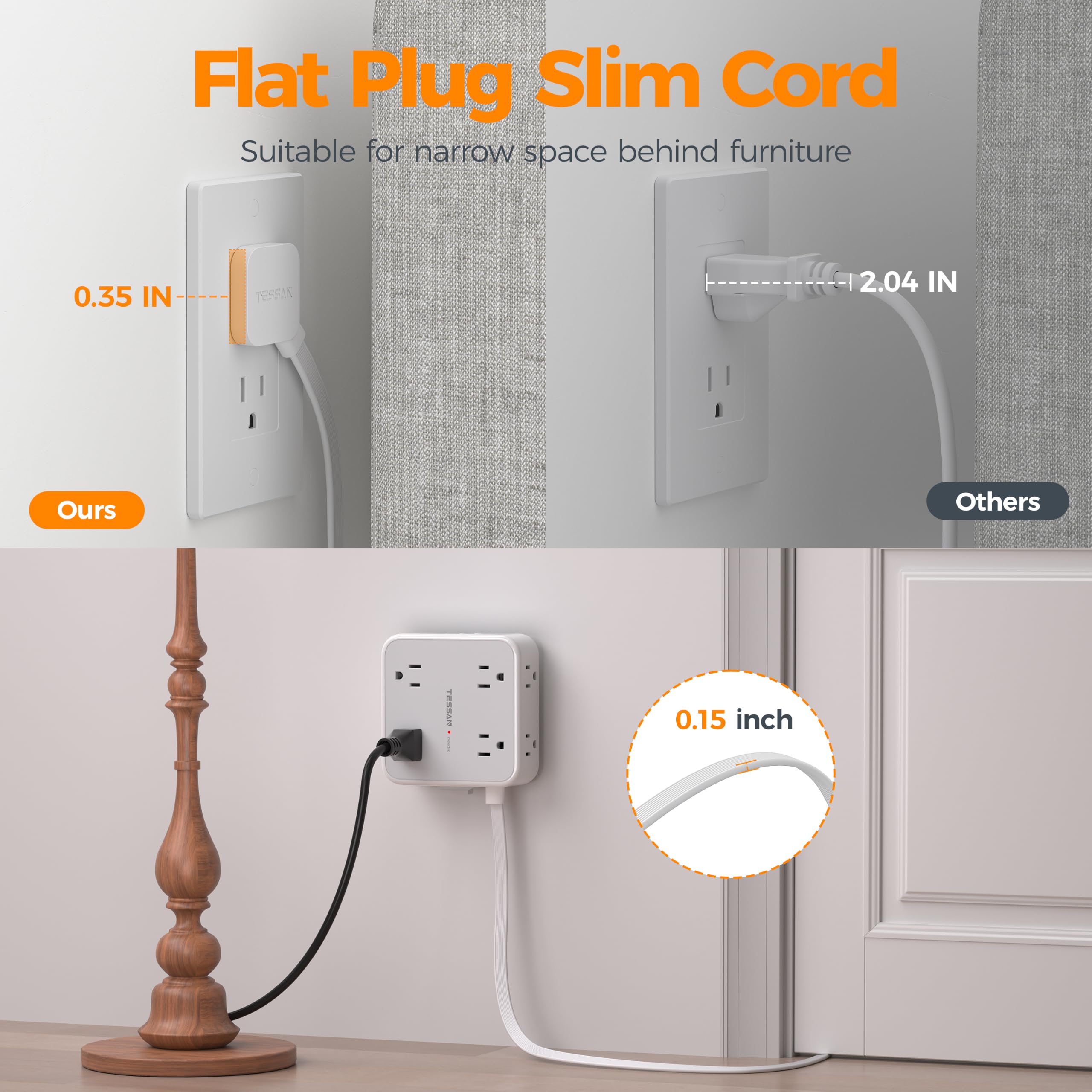 TESSAN montada en pared bajo mueble, instalación segura y ahorra espacio