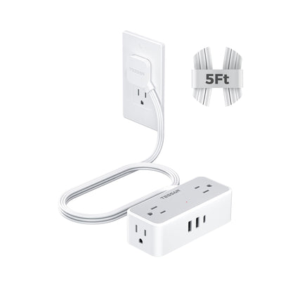 TESSAN regleta vista frontal con cuatro tomas AC y puertos USB para organización