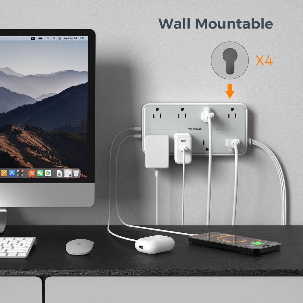TESSAN side profile showing 6-foot cord length for flexible outlet placement
