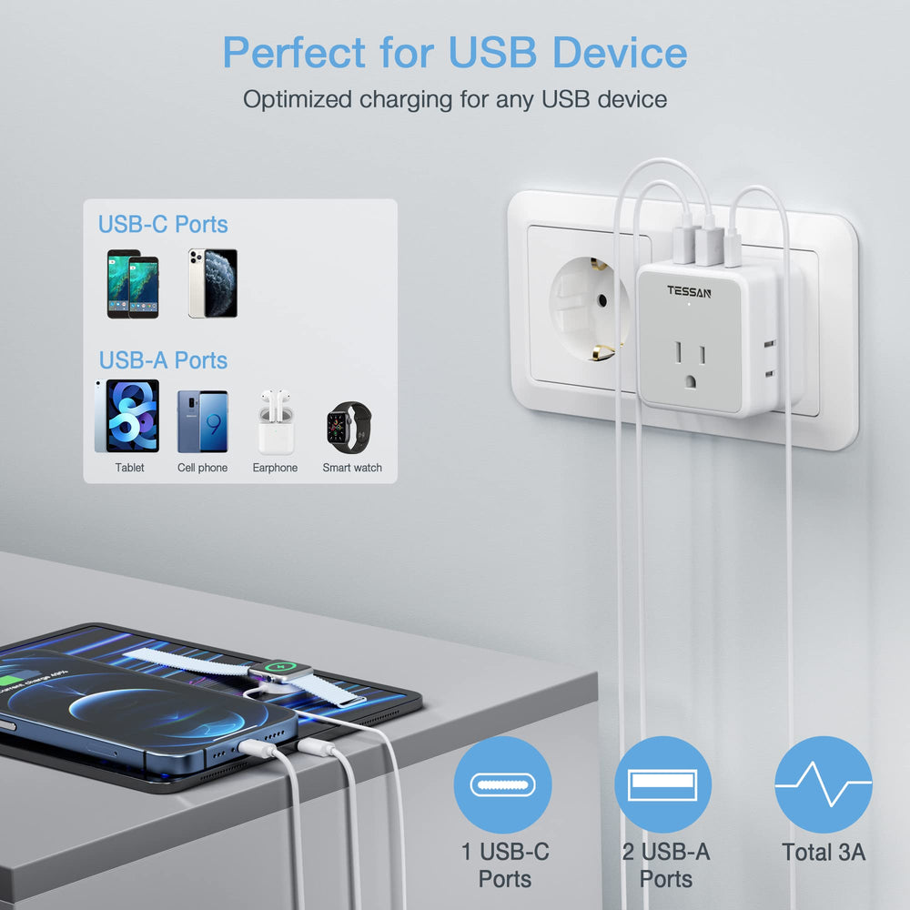 TESSAN beside smartphone to show compact travel size and portability
