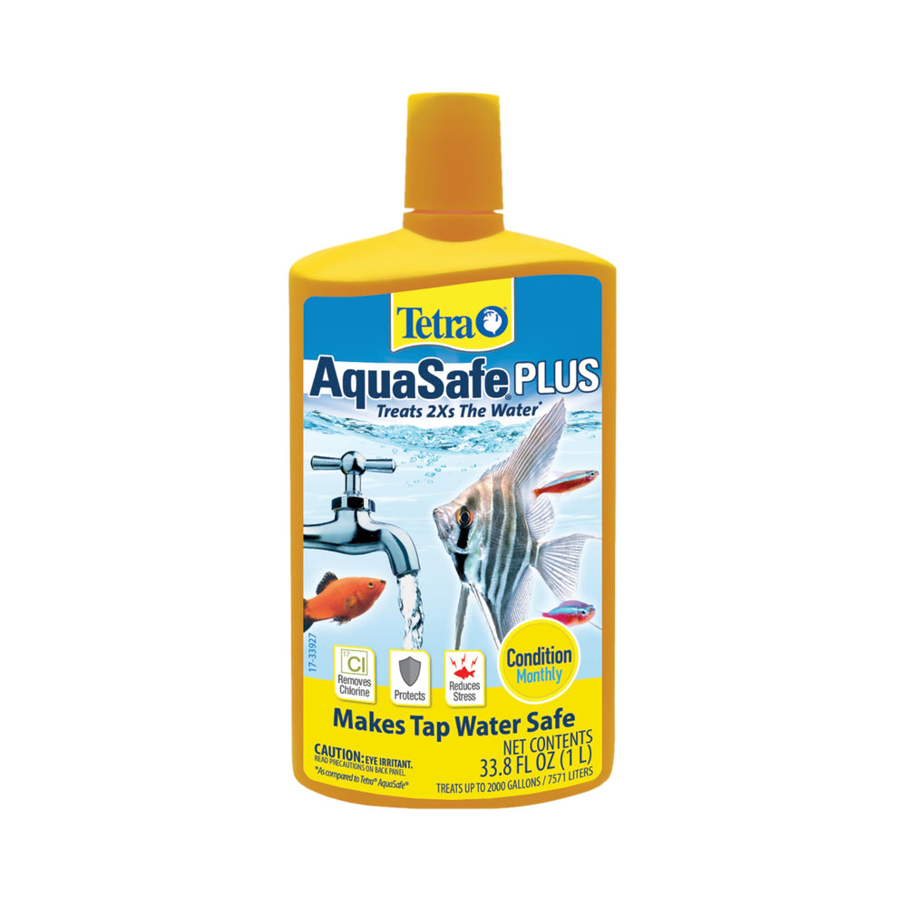 Tetra AquaSafe Plus frente del envase mostrando tamaño y marca, facilidad de uso