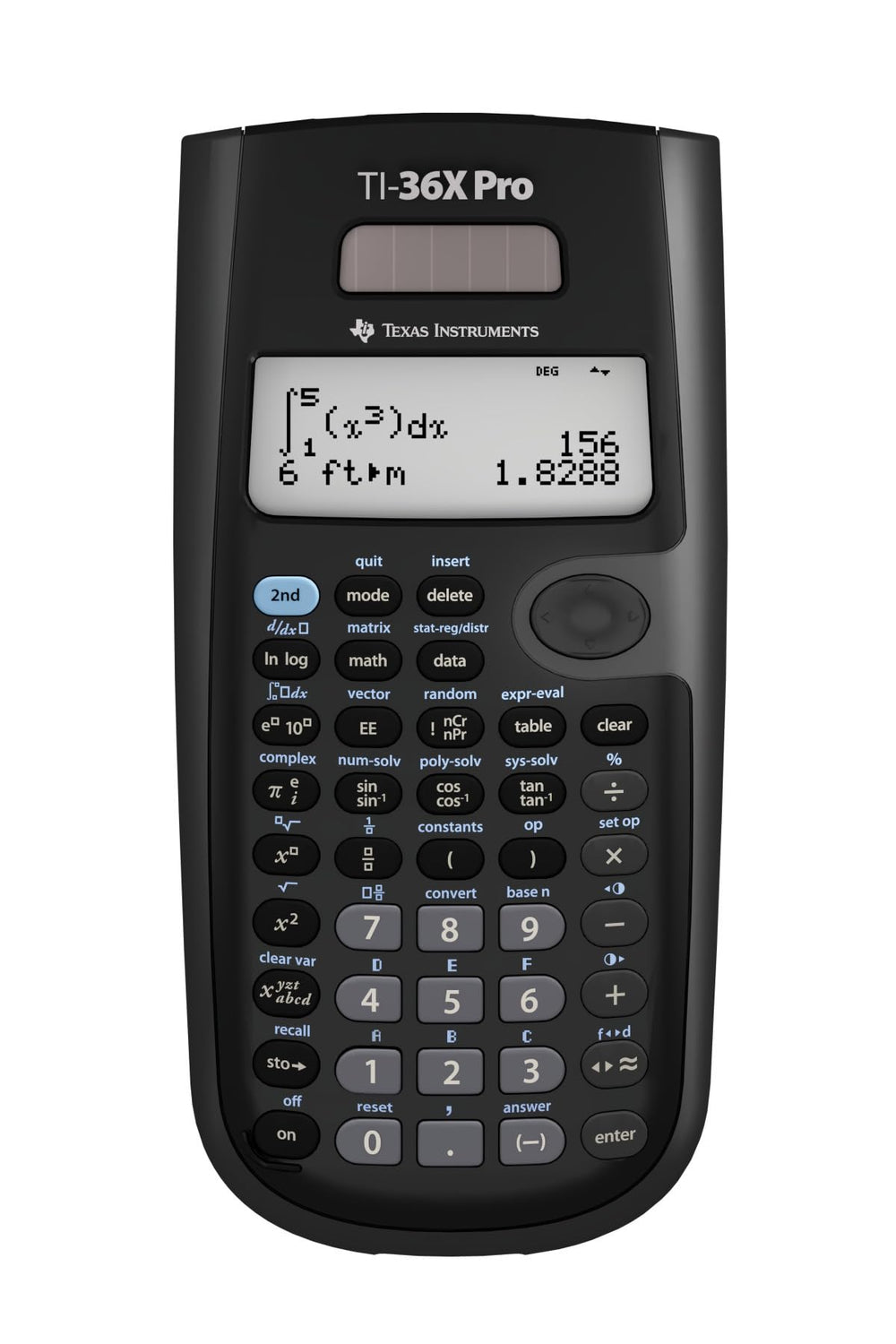 Texas Instruments TI-36X Pro vista frontal con pantalla MultiView legible