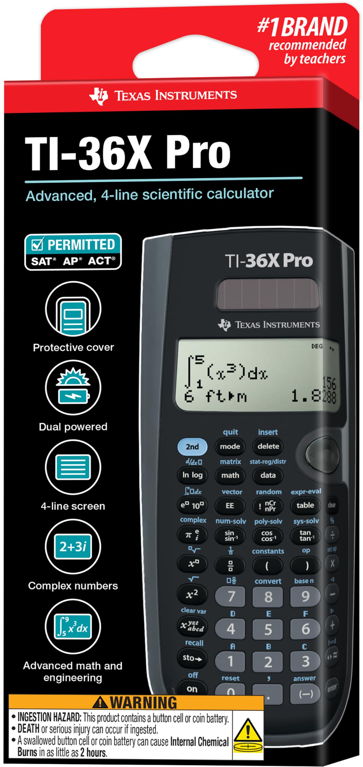 Texas Instruments TI-36X Pro en uso por estudiante mostrando entrada de ecuaciones