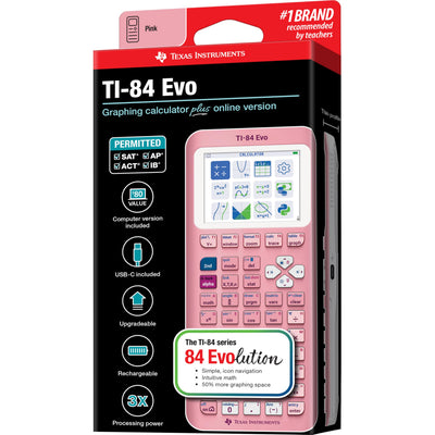 Texas Instruments TI-84 Evo side profile showing USB-C port for reliable charging