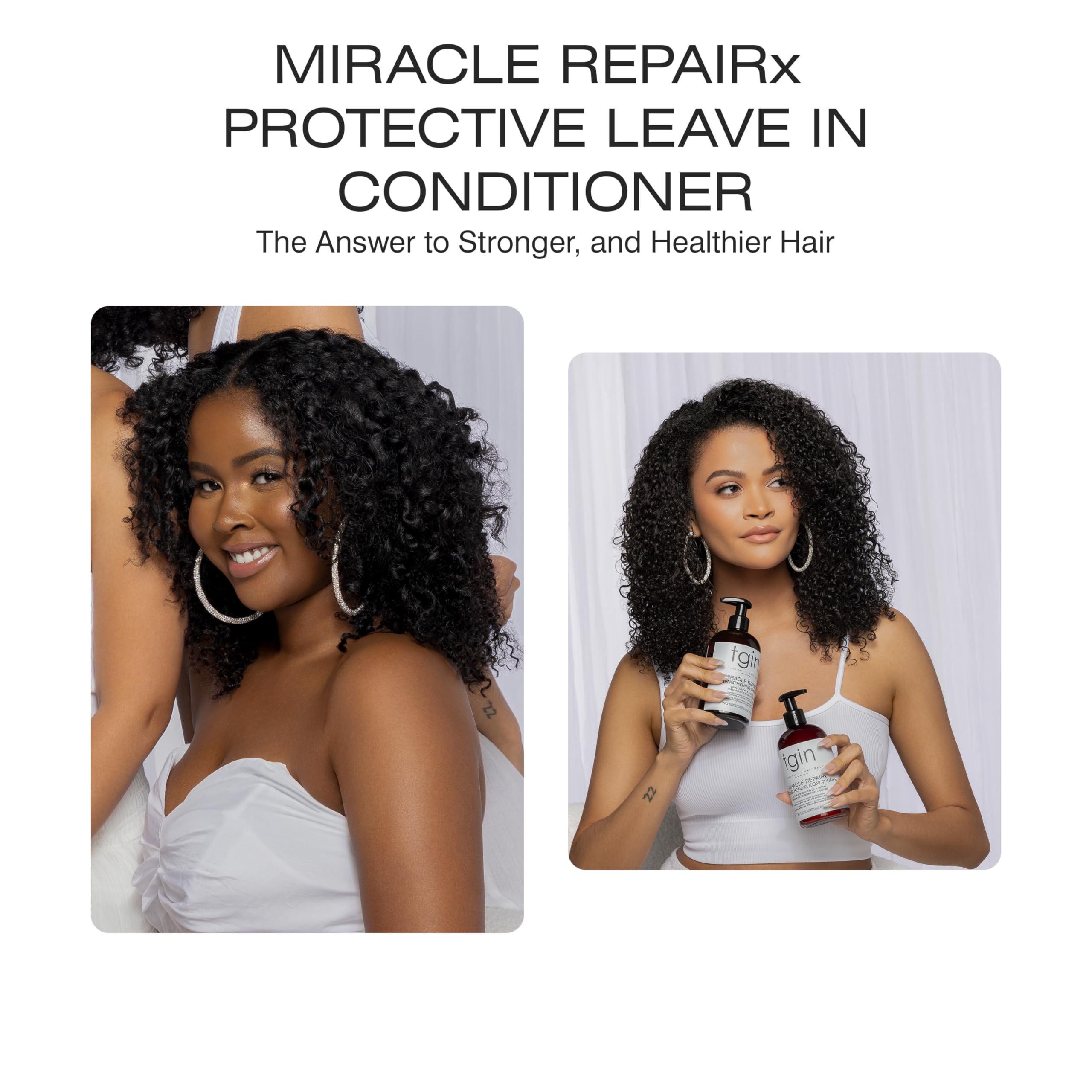 tgin comparación antes y después con más brillo y menos frizz