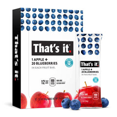 That’s it. front packaging showing apple and blueberry flavors and natural benefit