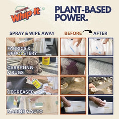 THE AMAZING WHIP-IT spray en alfombra eliminando mancha de comida