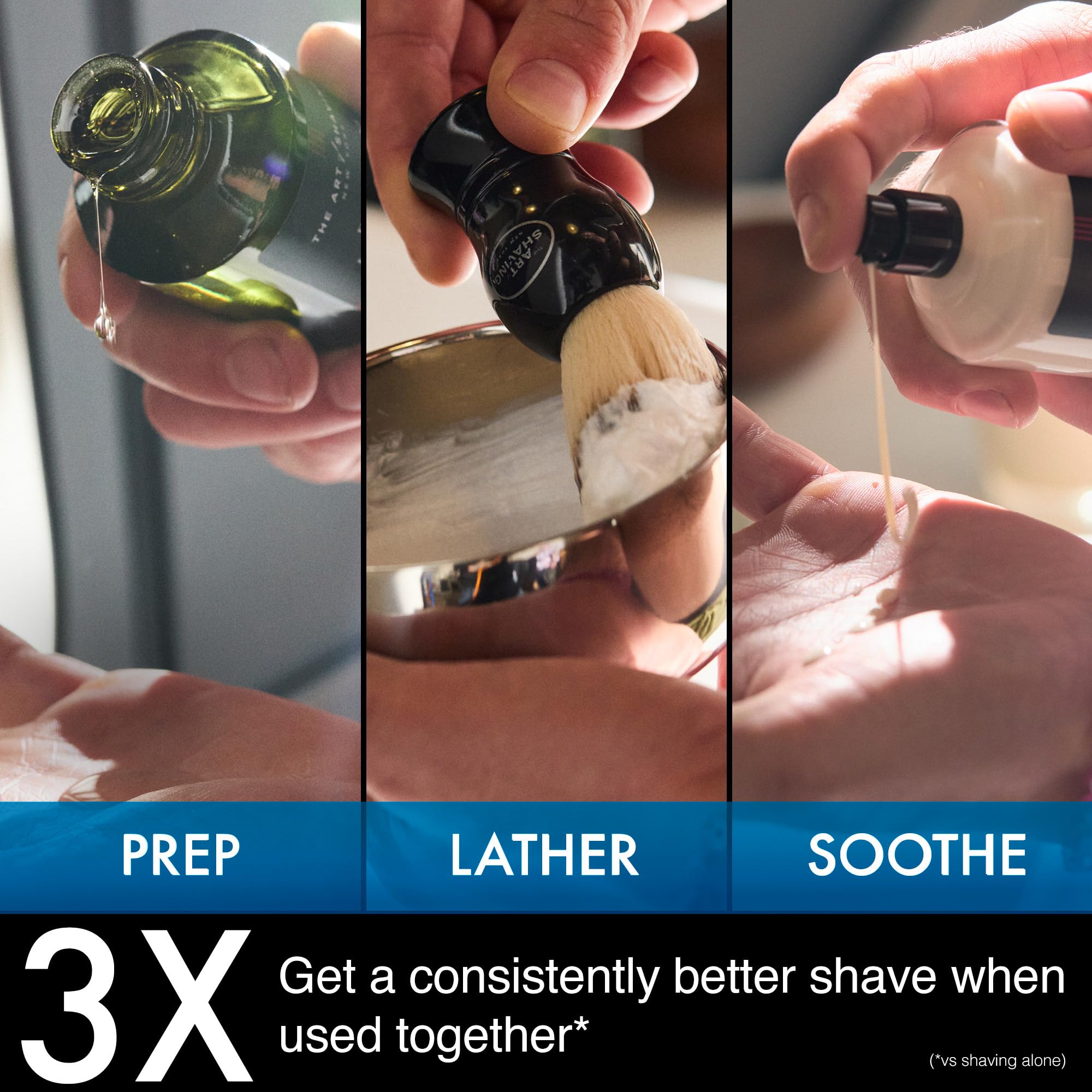 The Art of Shaving crema lavanda en brocha creando espuma densa y protectora