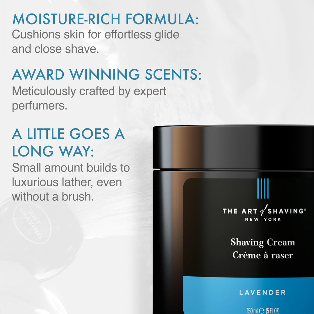 The Art of Shaving crema lavanda textura cremosa mostrando suavidad