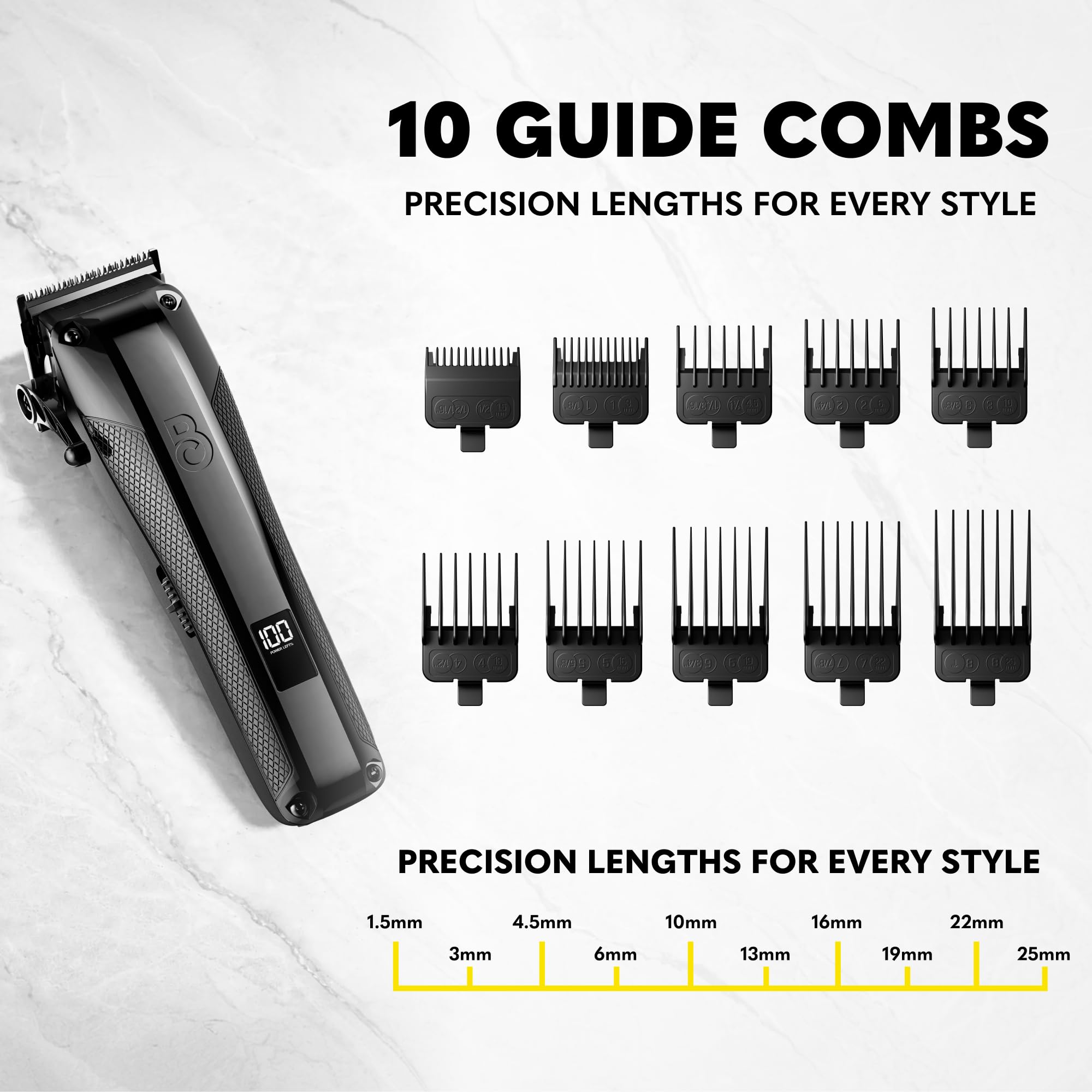 The Beard Club peines alineados mostrando las diferentes longitudes disponibles