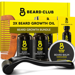 The Beard Club kit frontal mostrando todos los elementos y presentación de regalo