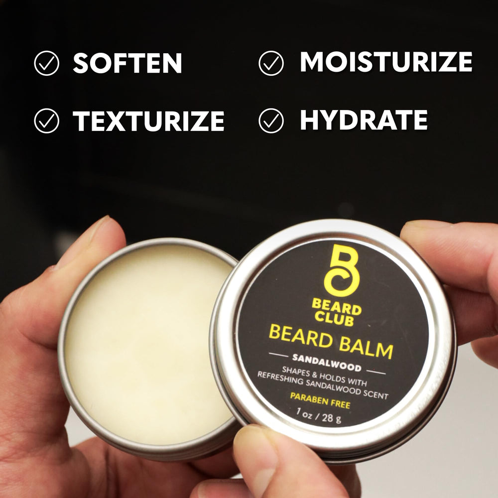 The Beard Club kit junto a una regla para comparar tamaño y portabilidad