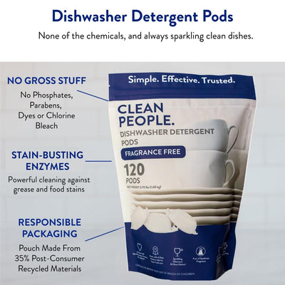 THE CLEAN PEOPLE label close view listing phosphate-free and no-fragrance features