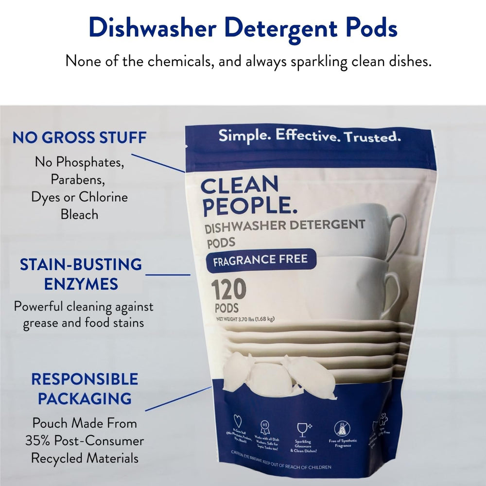 THE CLEAN PEOPLE label close view listing phosphate-free and no-fragrance features