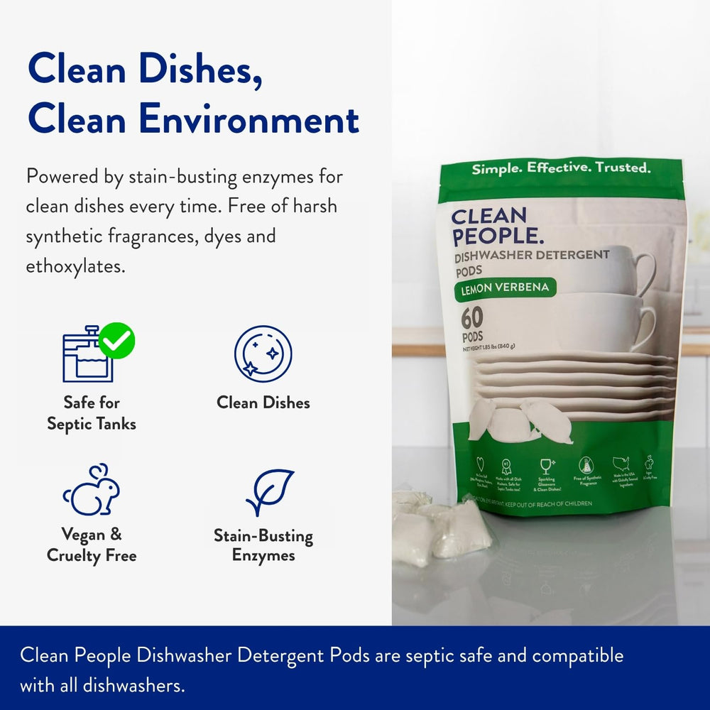 THE CLEAN PEOPLE package next to common pantry items showing 120-count scale