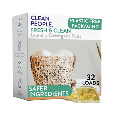 THE CLEAN PEOPLE frente del envase reciclable que muestra diseño y beneficios