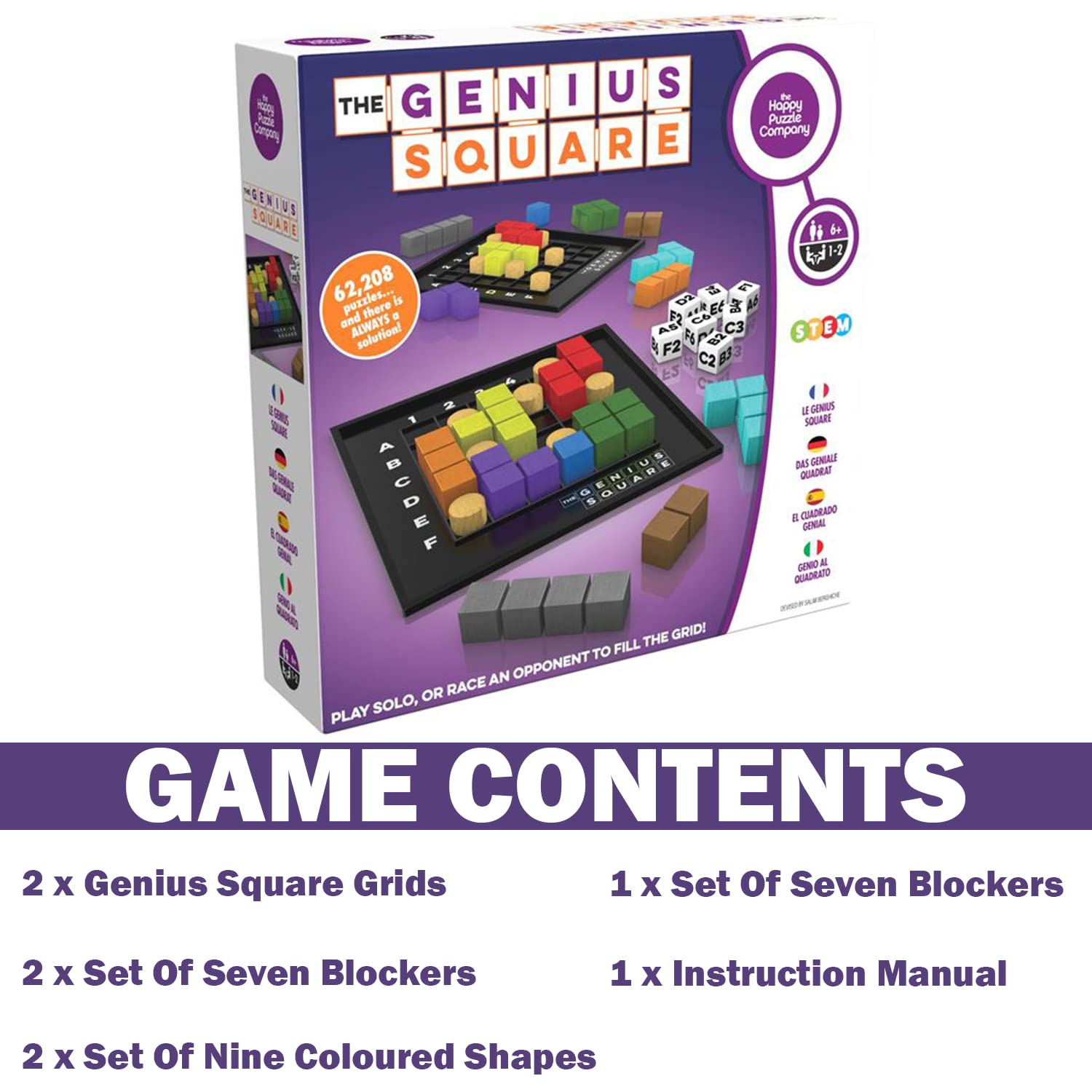 The Happy Puzzle Company dados y bloqueadores, determinan retos variados