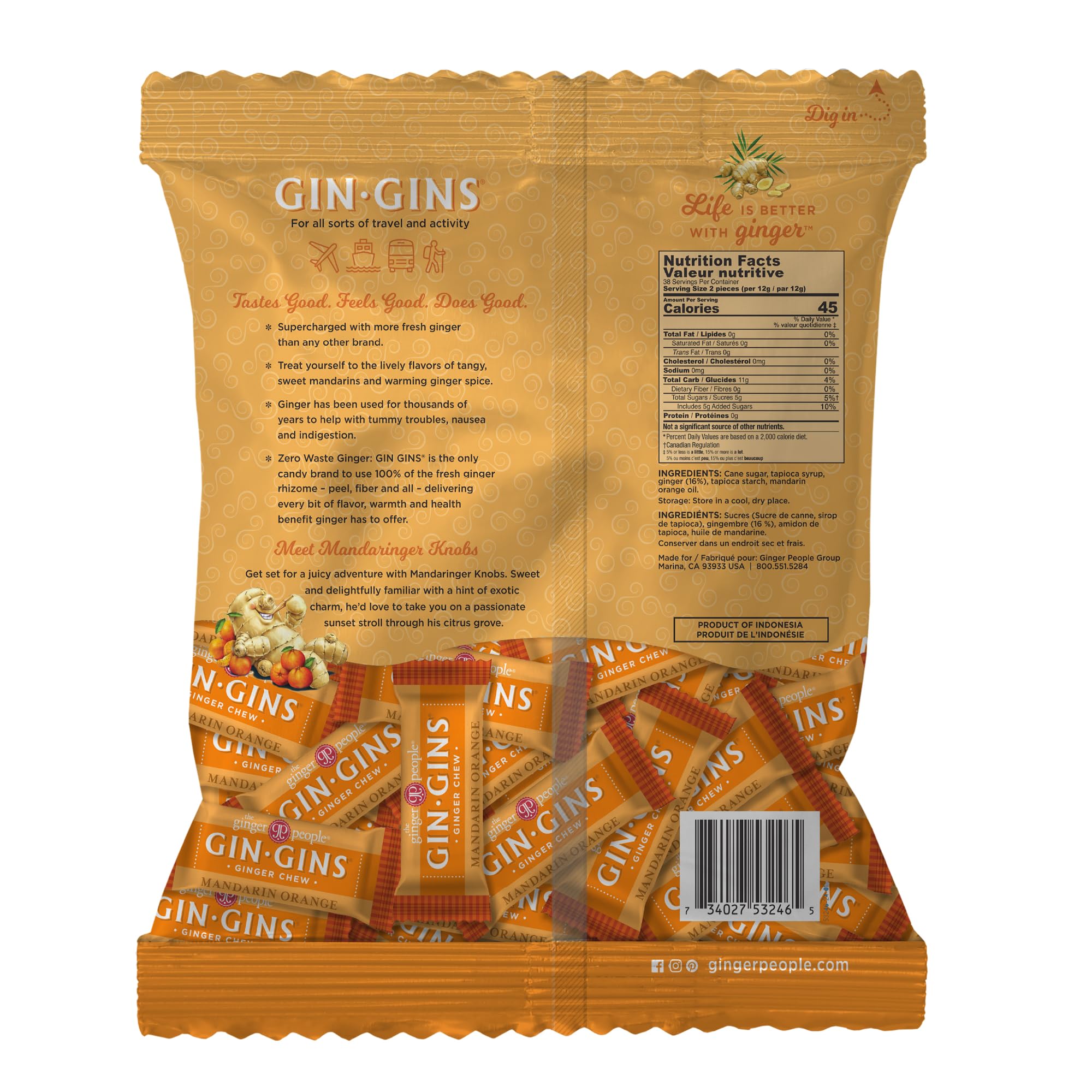 The Ginger People caramelo en mano para escala, tamaño práctico para llevar y compartir