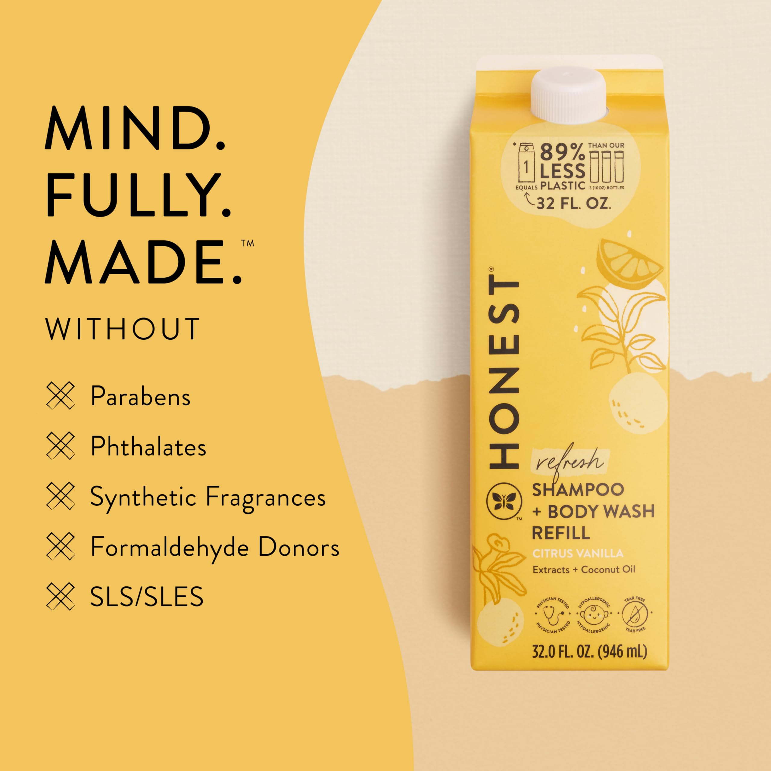 The Honest Company etiqueta con lista de ingredientes naturales visible