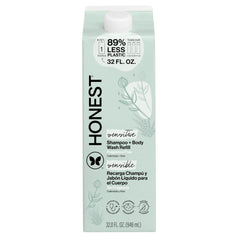 The Honest Company front packaging showing fragrance-free benefits and gentle formula