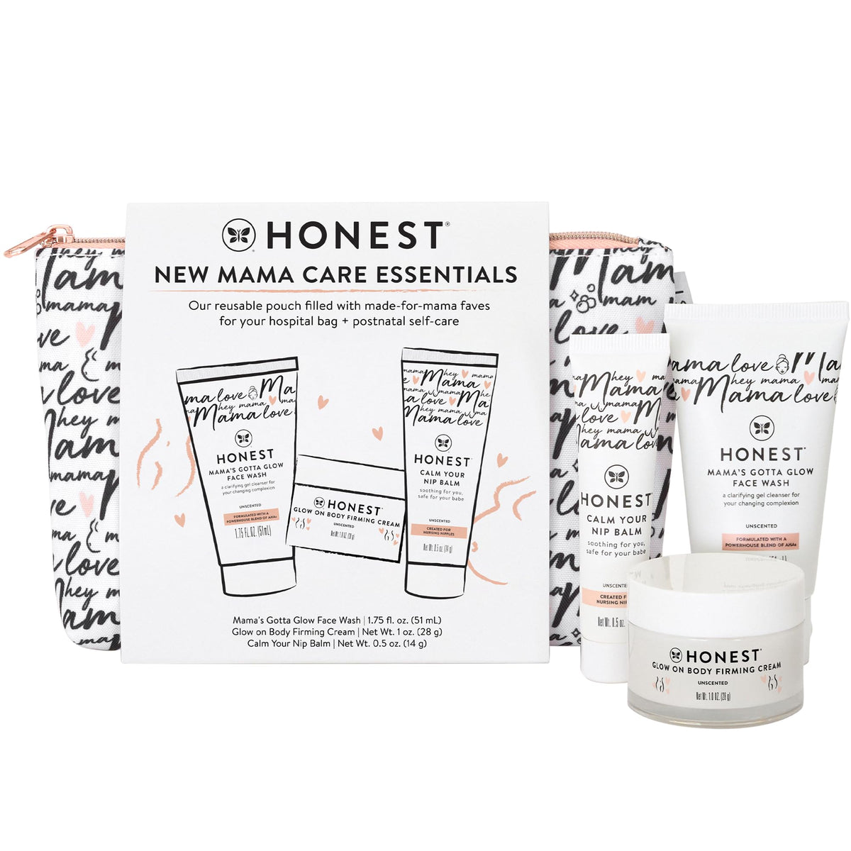 The Honest Company neceser frontal con el kit, práctico para la bolsa del hospital