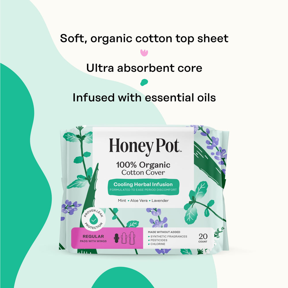 The Honey Pot Company compresa en uso en la mano para cambio sencillo
