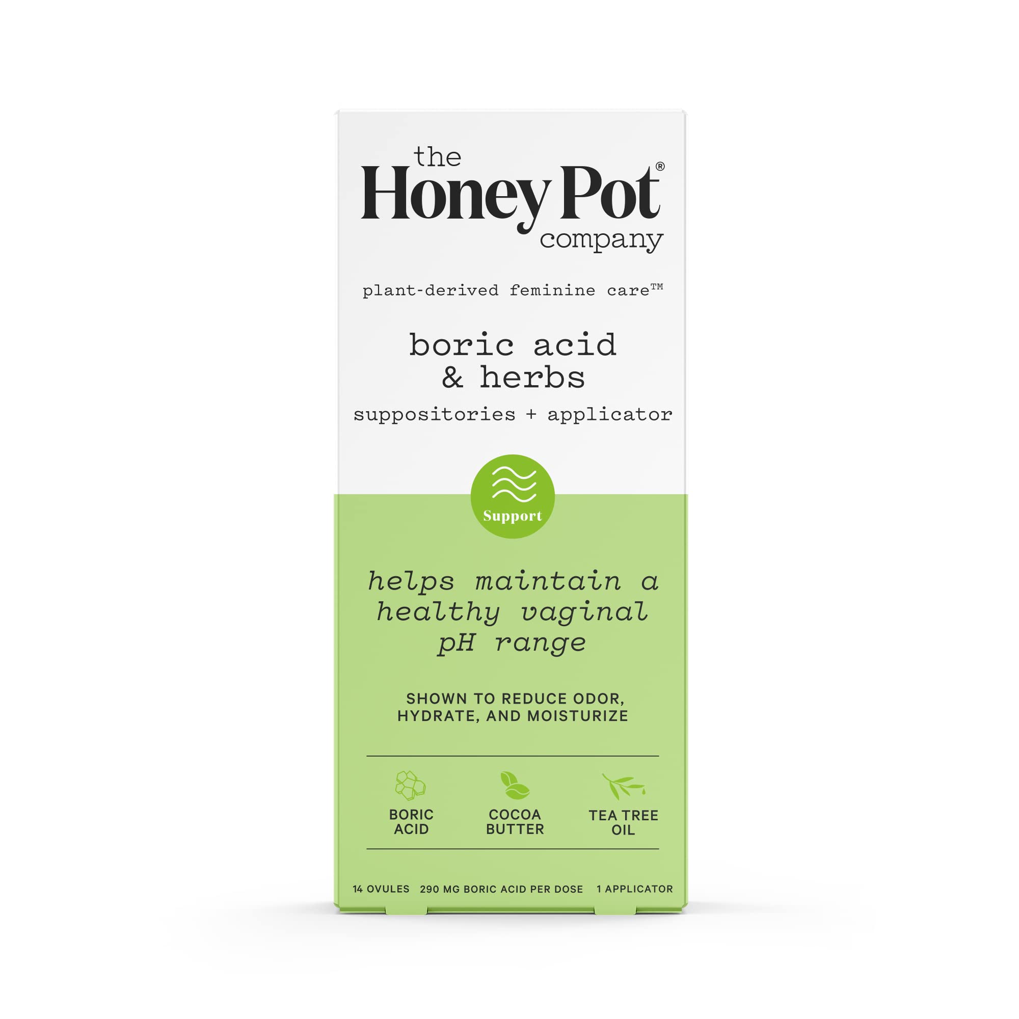 The Honey Pot Company empaque frontal que muestra el producto y beneficios