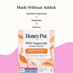 The Honey Pot Company núcleo de algodón orgánico cercano mostrando pureza y suavidad