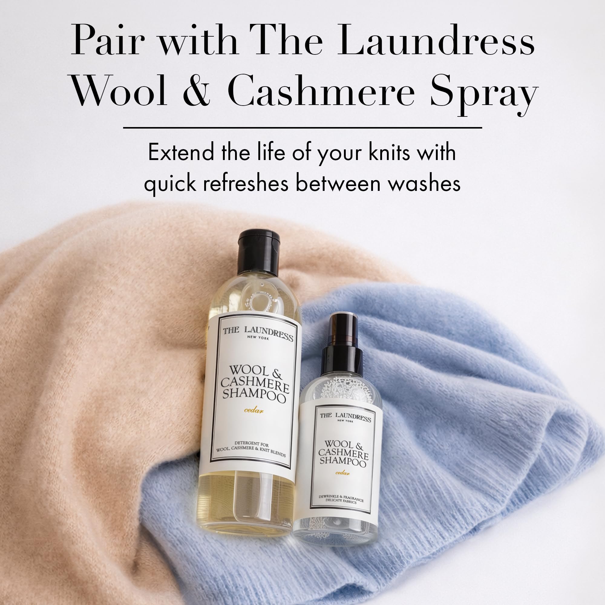 The Laundress shampoo con spray complementario, rutina completa para prendas finas