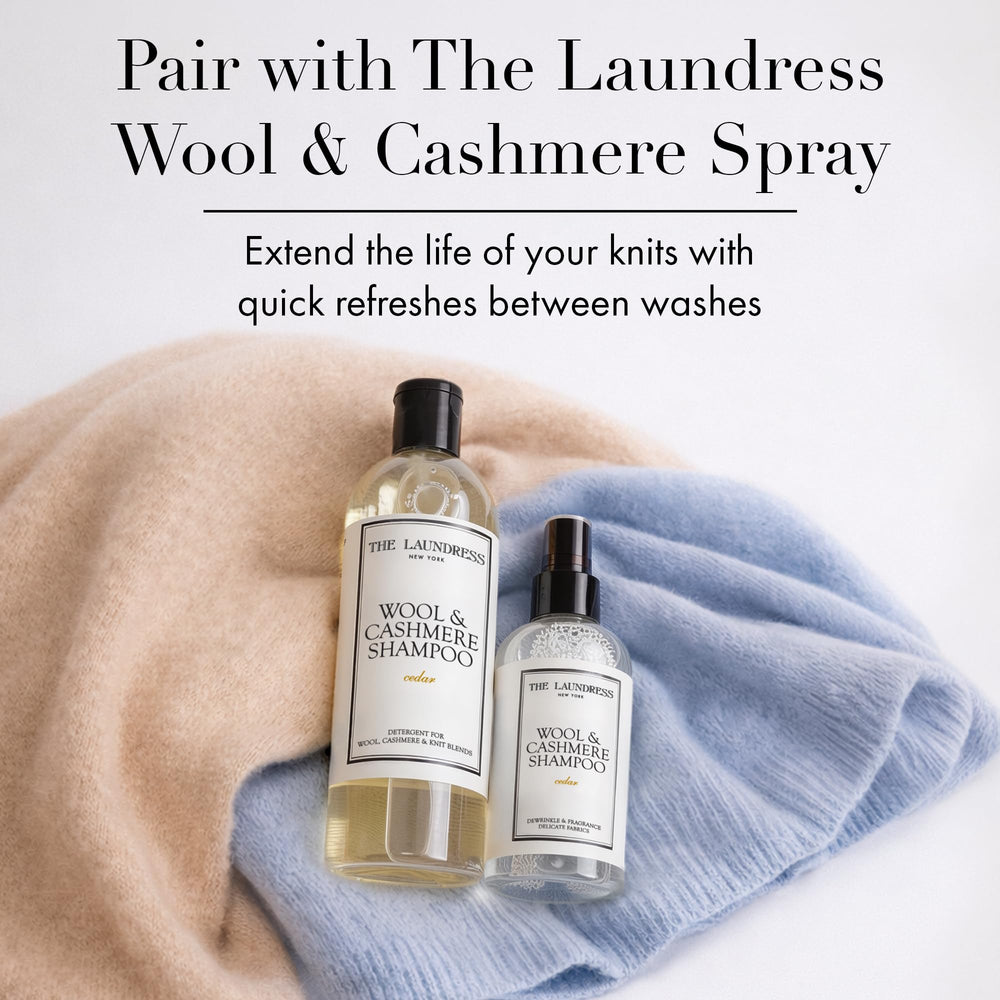 The Laundress shampoo con spray complementario, rutina completa para prendas finas