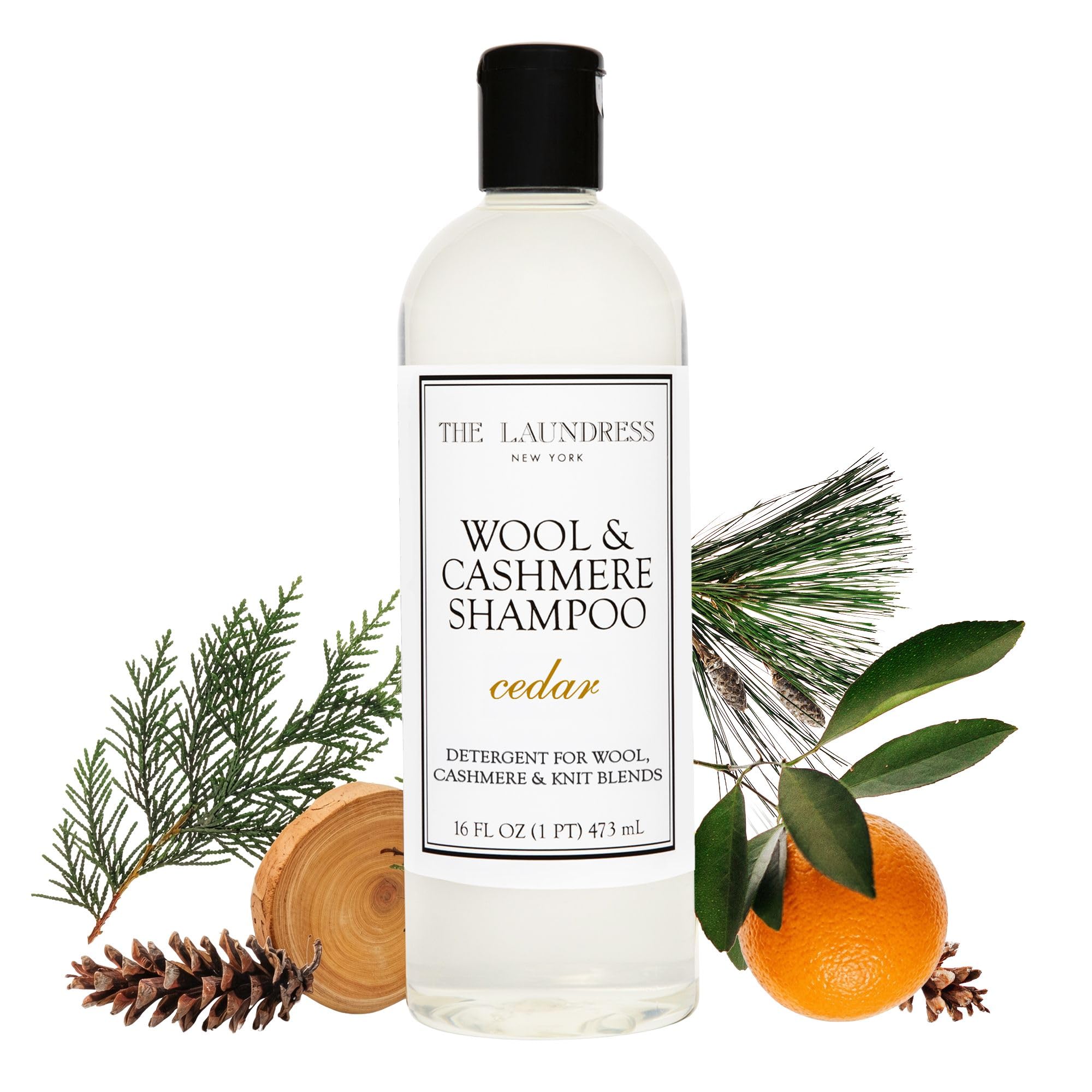 The Laundress botella frontal con aroma Cedro, diseño elegante y claridad de uso