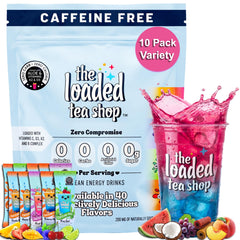 The Loaded Tea Shop caja frontal mostrando variedad y conveniencia