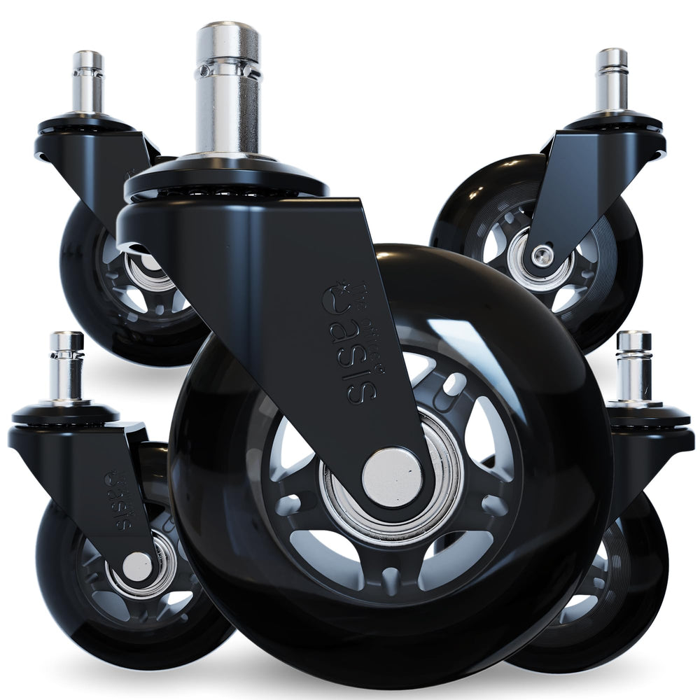 The Office Oasis front packaging showing the full set and benefit of durable casters