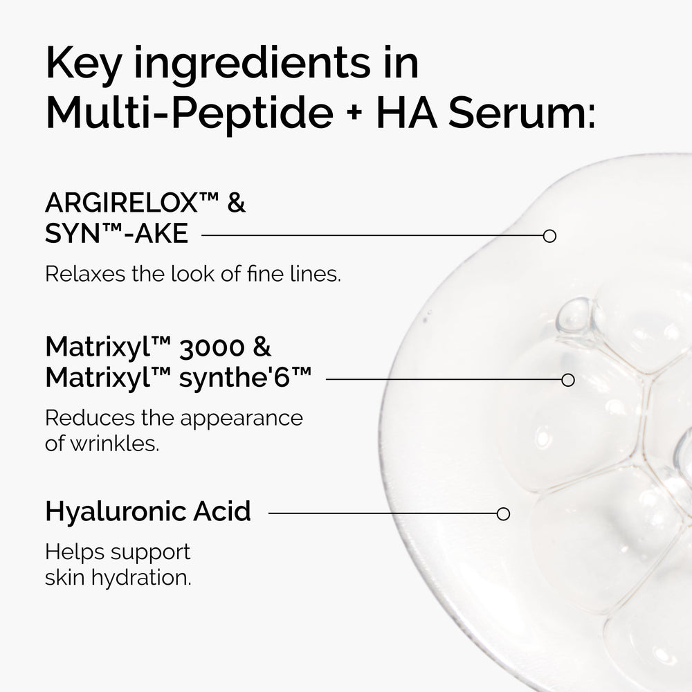 The Ordinary Multi-Peptide + HA Serum dropper dispensing serum for firmer skin