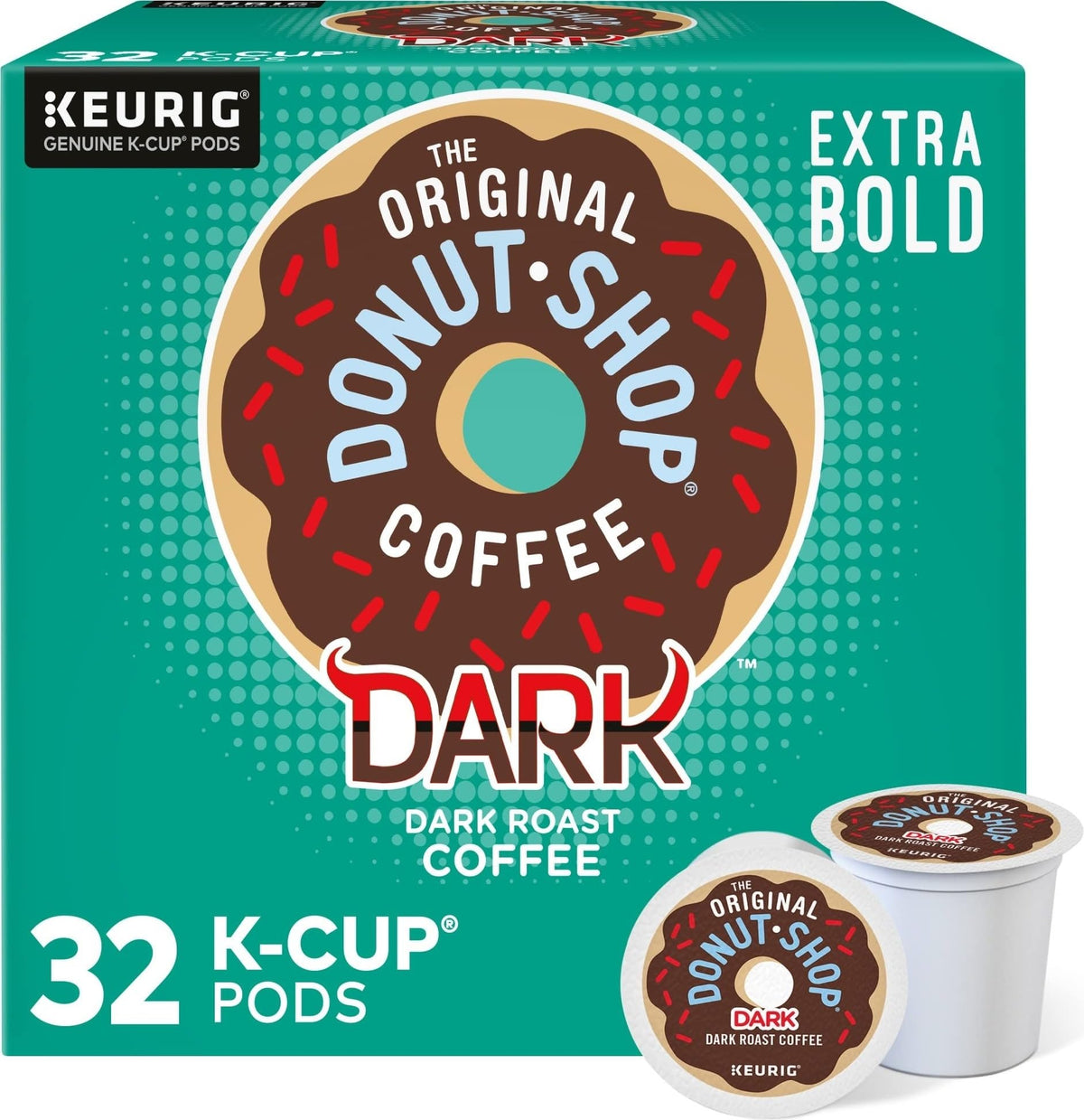 The Original Donut Shop front packaging showing 32-count box and bold branding for convenience