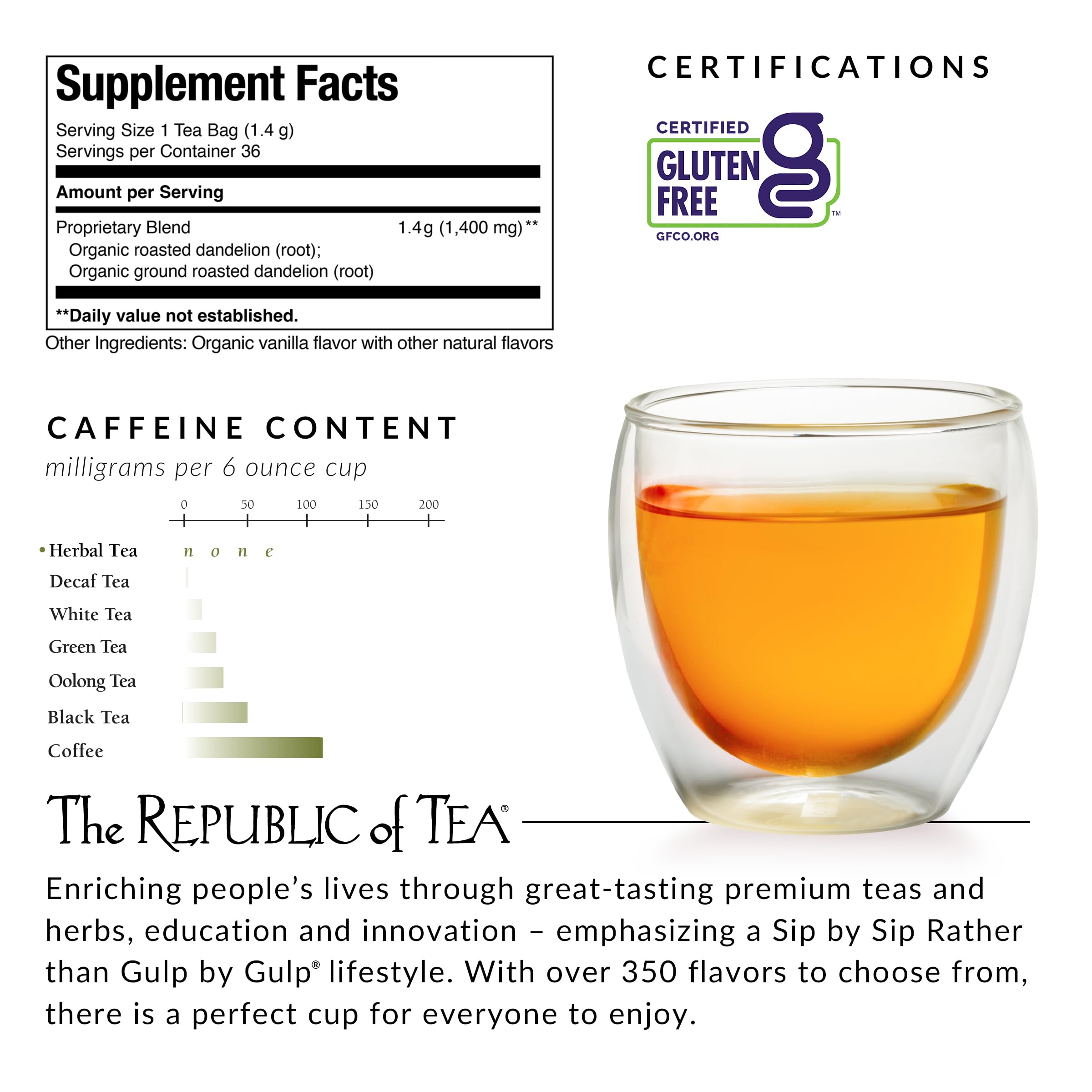 The Republic of Tea té en hielo servido en vaso refrescante y versátil