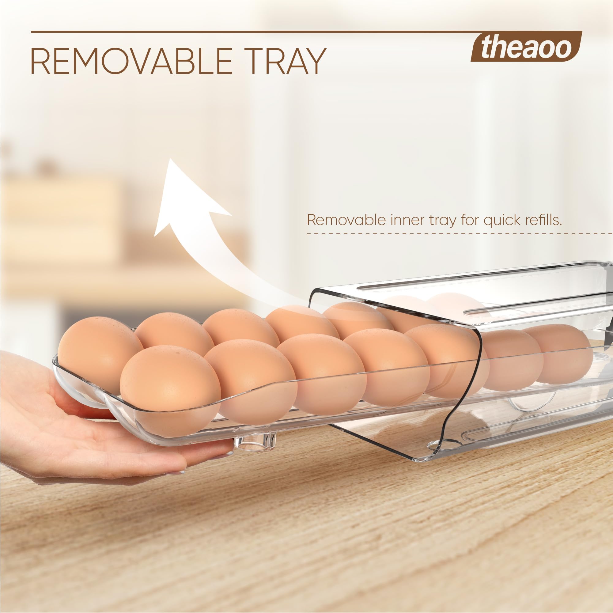 theaoo tapa transparente permitiendo ver cuándo faltan huevos