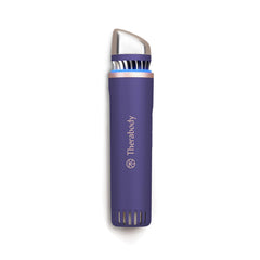 TheraFace depuffing wand front view showing indigo finish and compact profile for easy storage