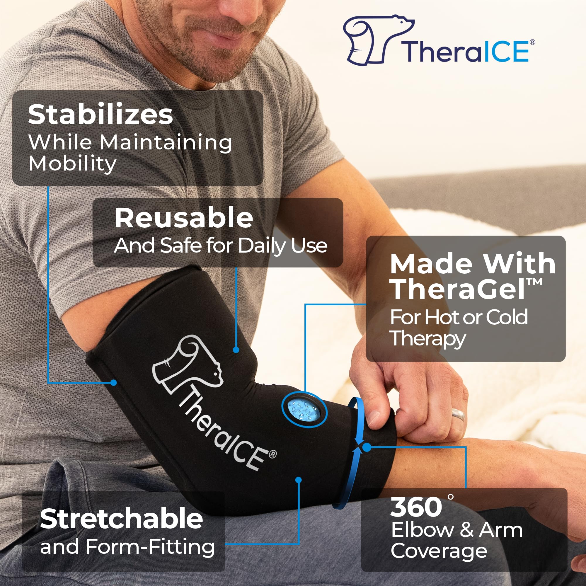 TheraICE detalle del gel flexible para ver textura y retención de frío/calor