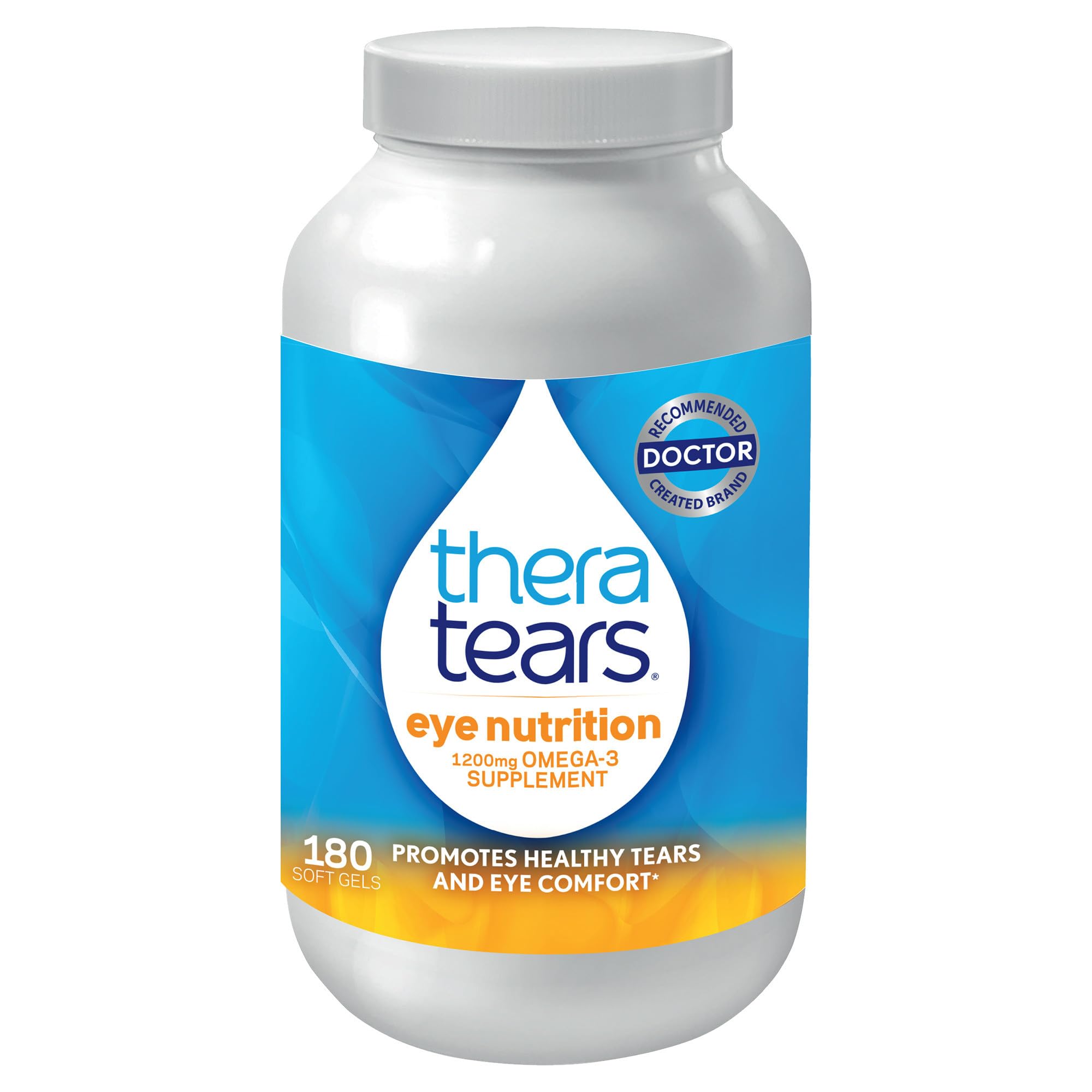 TheraTears envase frontal mostrando 180 cápsulas y marca confiable
