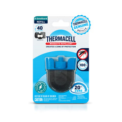 Thermacell empaque frontal mostrando recambio y beneficios portátiles