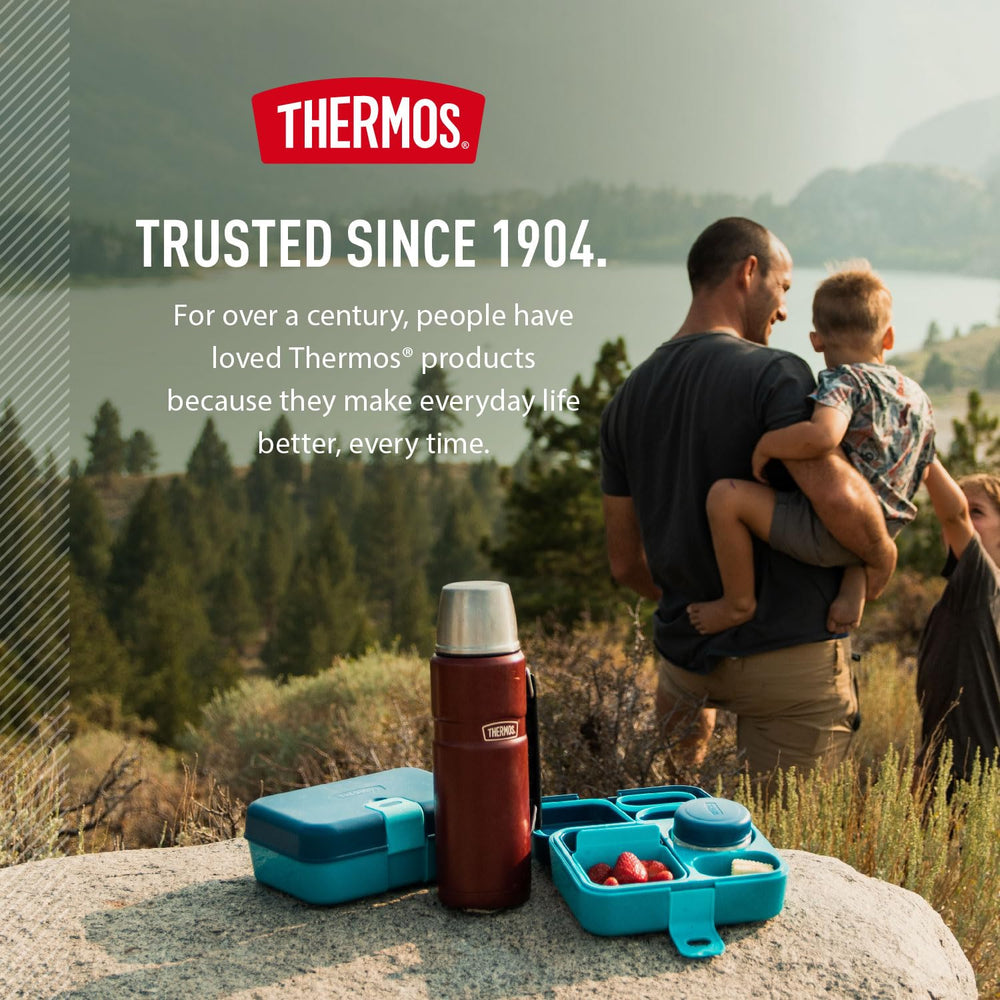 THERMOS termo en camping mostrando resistencia y conservación de temperatura