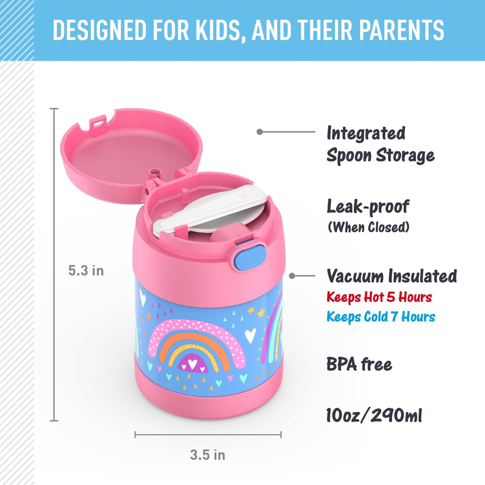THERMOS detalle de tapa con cuchara plegable y apertura fácil para niños