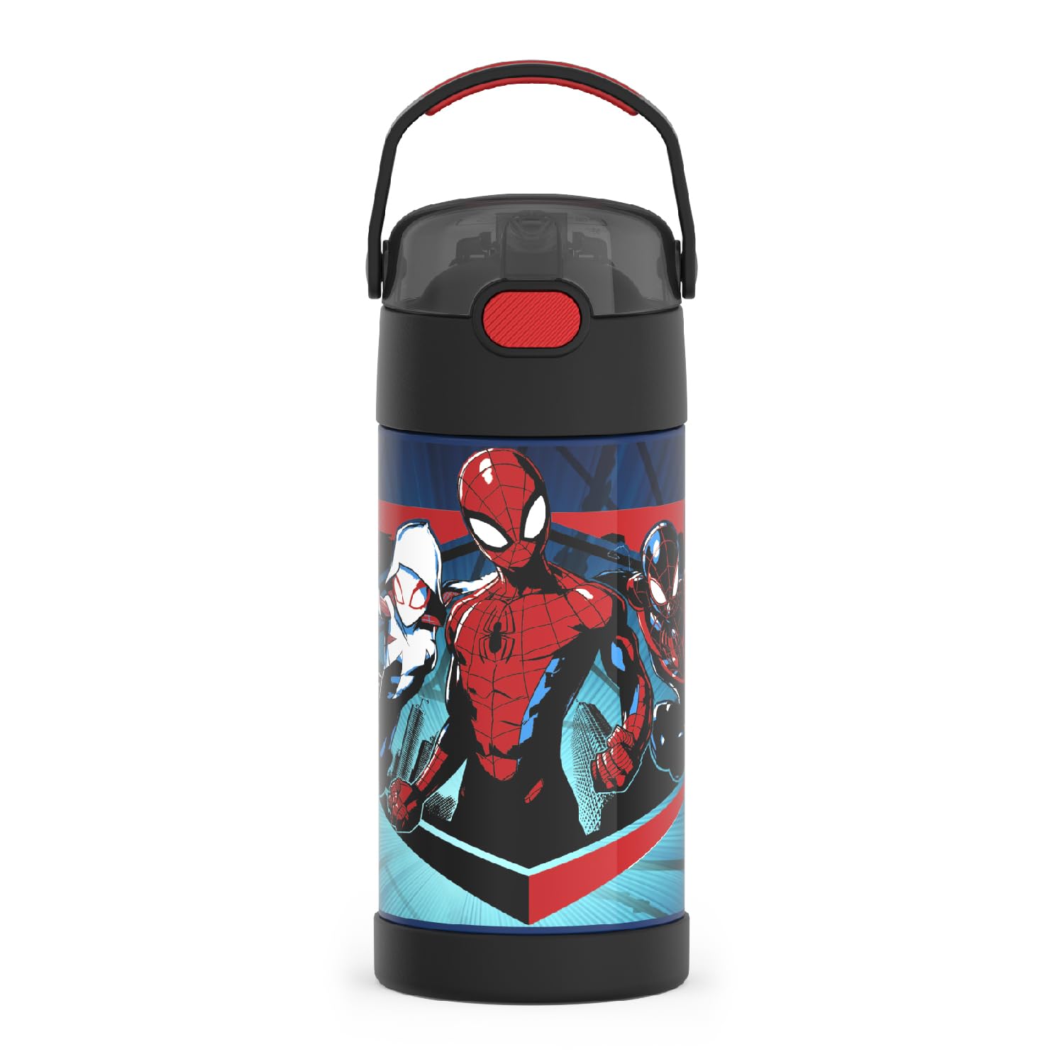 THERMOS FUNtainer frente Spider-Man mostrando diseño y diversión