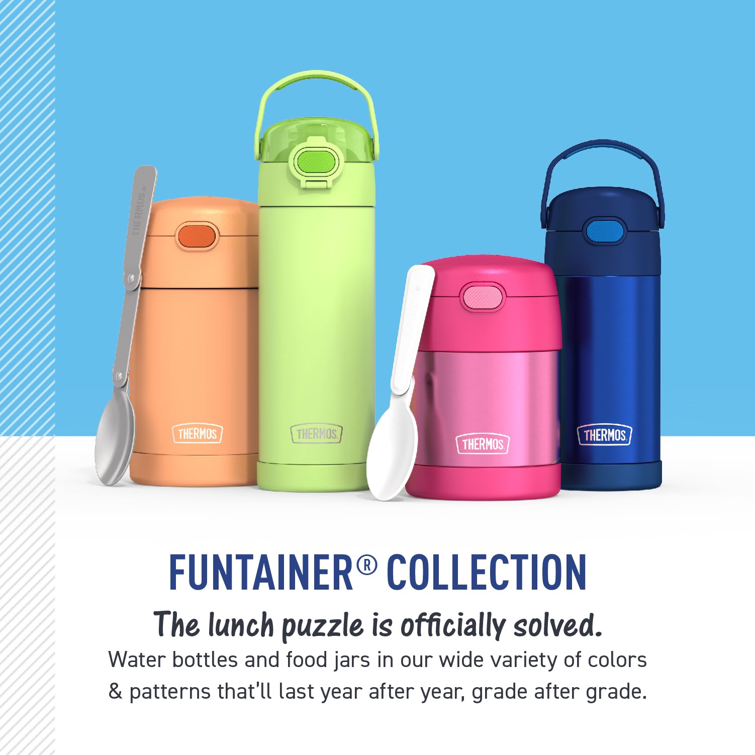 THERMOS FUNtainer Princesas junto a un lápiz para comparar tamaño compacto