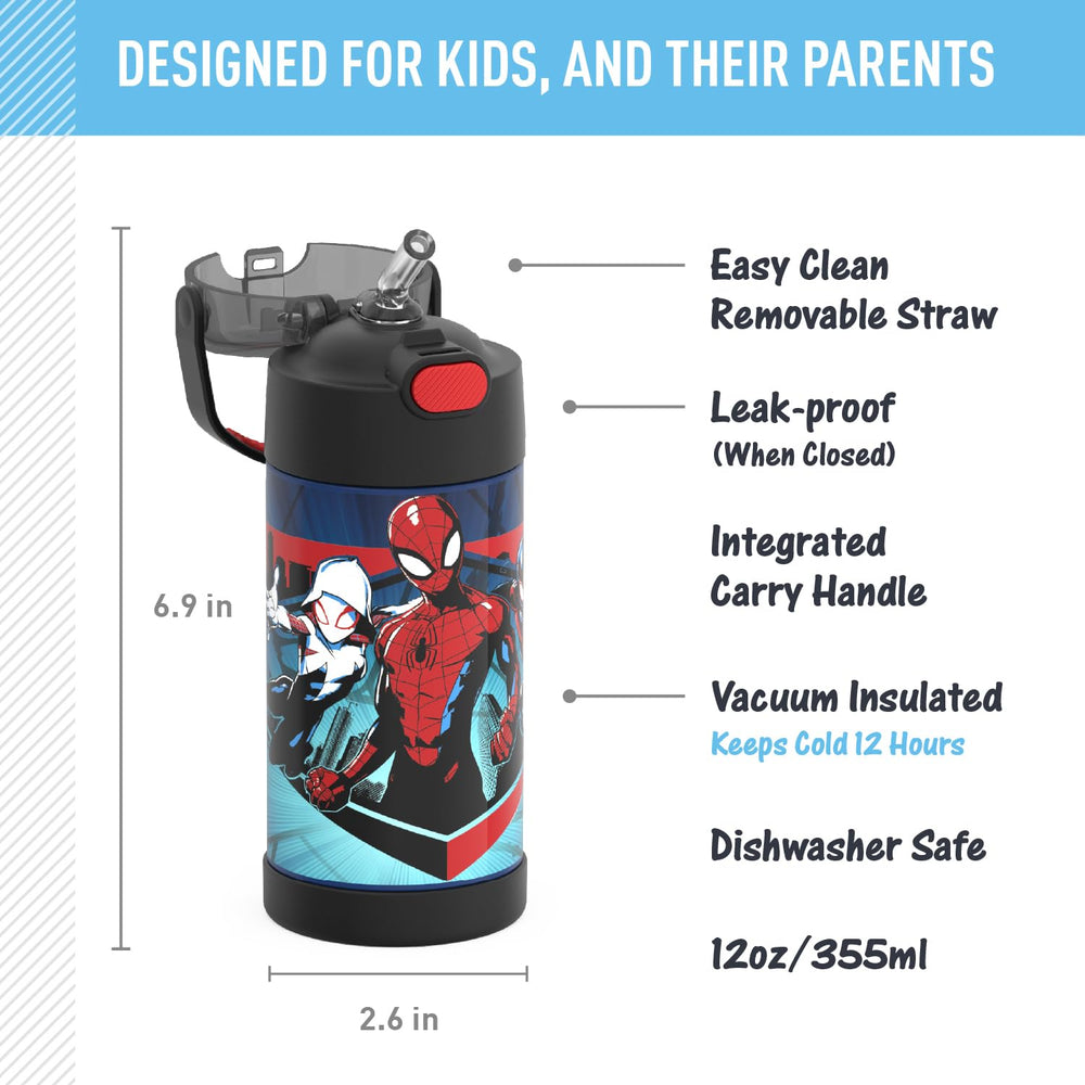 THERMOS FUNtainer tapa con botón y pajita, fácil apertura segura