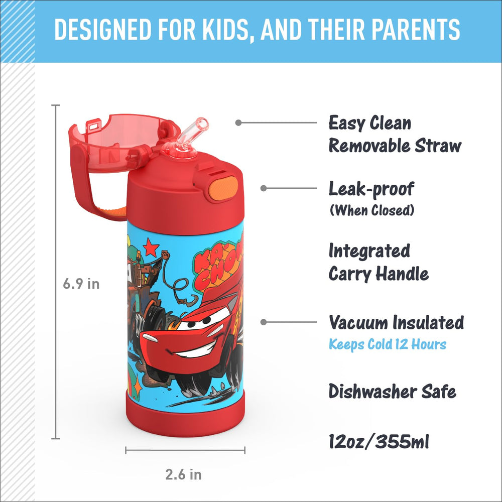 THERMOS FUNtainer primer plano de la tapa con botón y cubierta higiénica, fácil de abrir