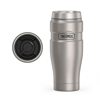 THERMOS Stainless King front view showing matte steel finish and durable design benefit