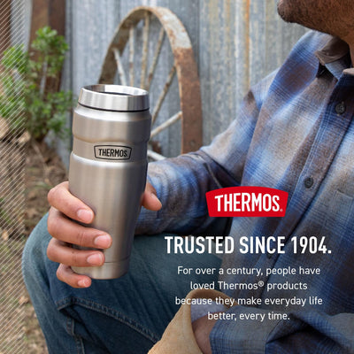 THERMOS tumbler in commute setting showing hot coffee retention for busy mornings benefit